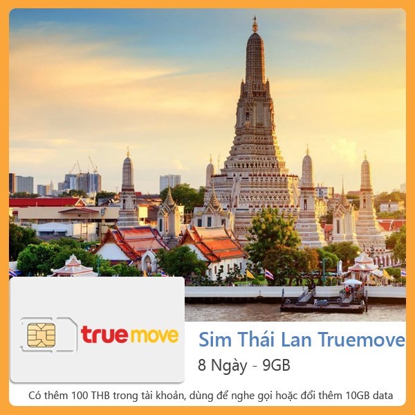 Sim du lịch Thái Lan 8 Ngày - 9GB & Nghe Gọi